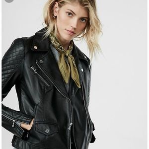 Express Moto Zippered Leather Jacket MSRP $148